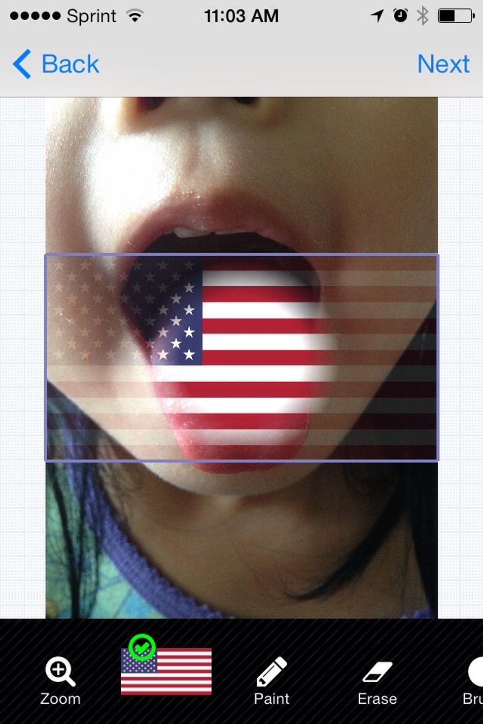 Tap next and you can pinch to zoom and adjust the second photo.