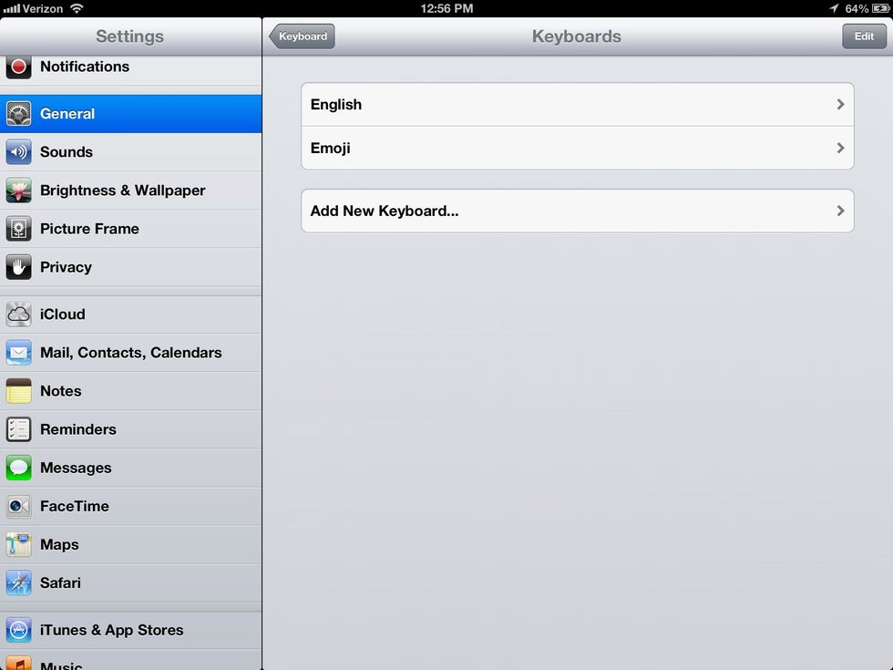Tap on Add New Keyboard.