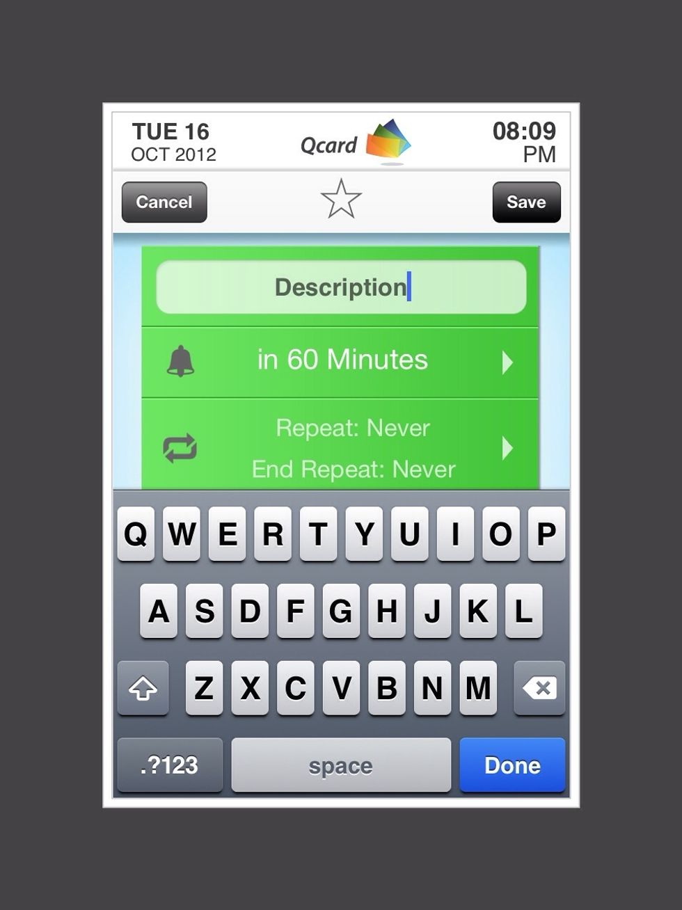 Tap on "Description".  Add Task name (eg. Laundry)