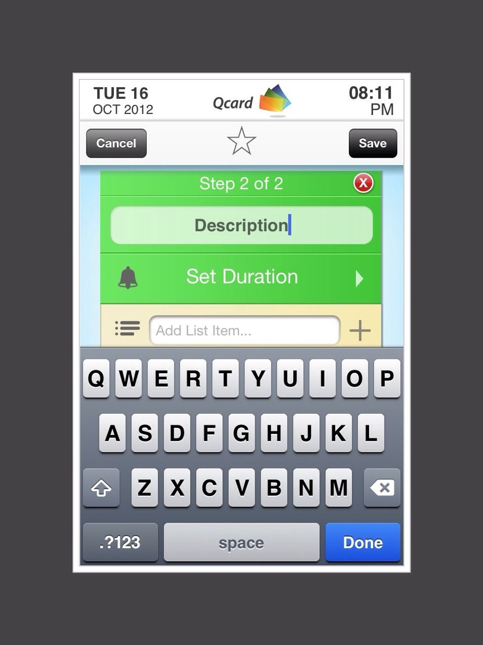 Tap on "Description" and add second step of task (Put Laundry in dryer).