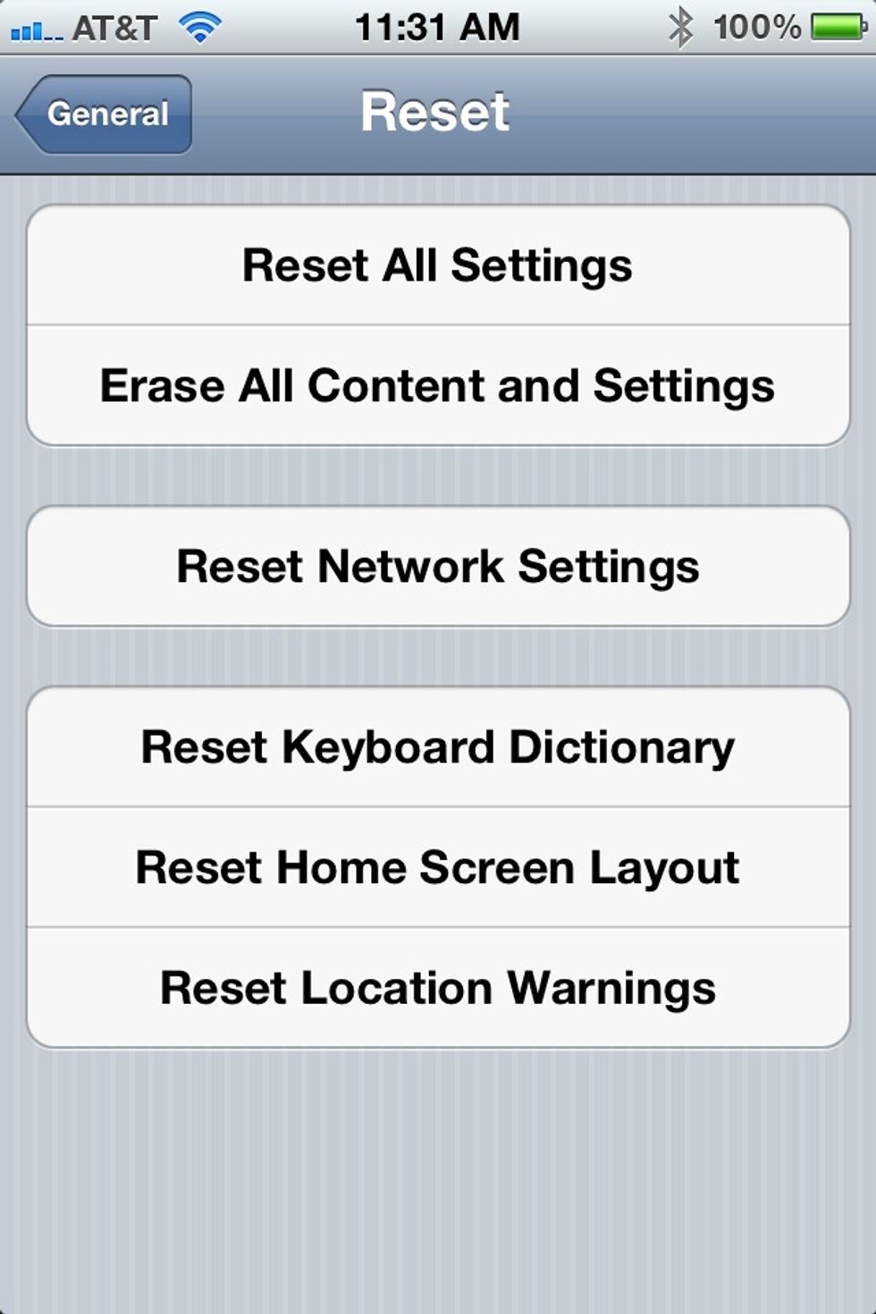 Tap on Erase all content and settings