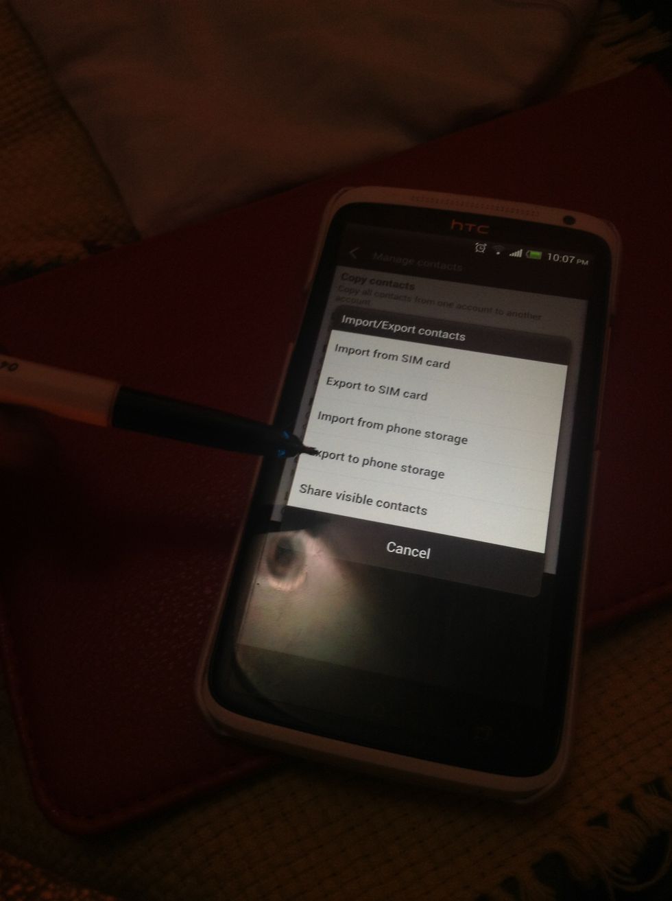 Tap on export to phone storage