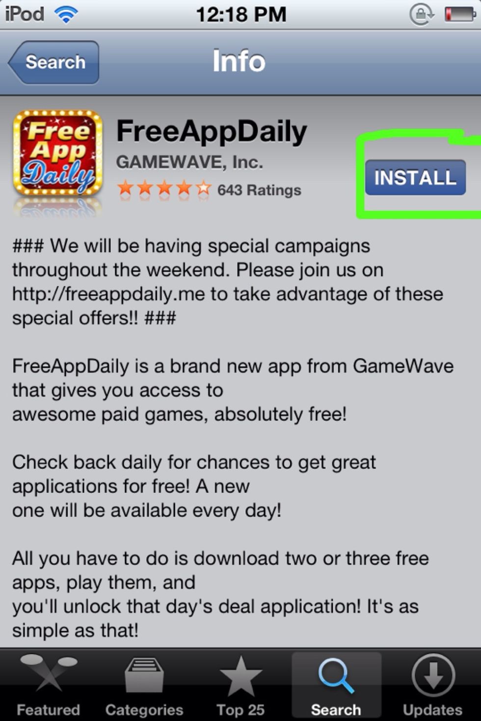 Tap on install to download the app.