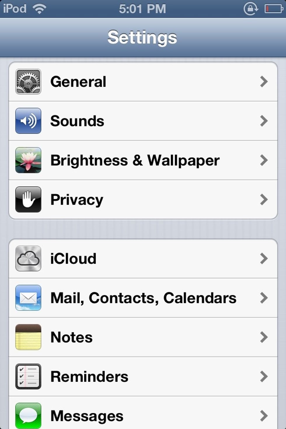 Tap on : mail,contacts,calendars