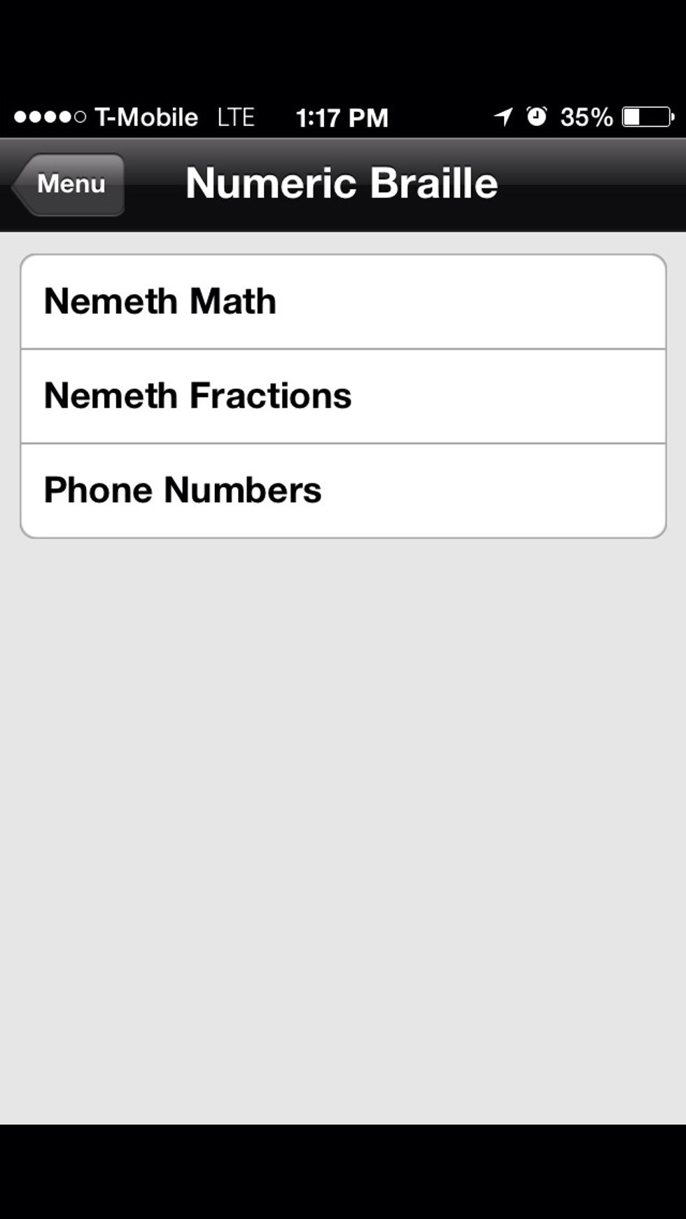 Tap on Nemeth Math.