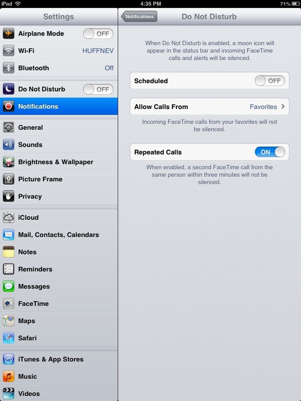 Tap ON/OFF button in "Scheduled" bubble.