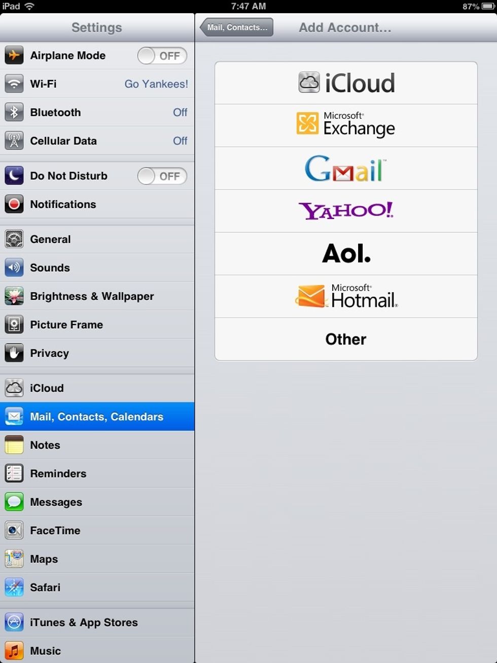 Tap on OTHER on the right hand side