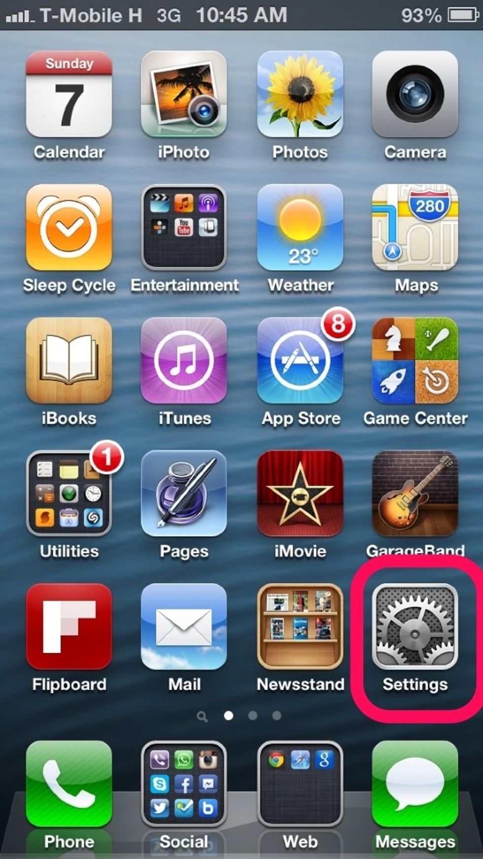tap on settings