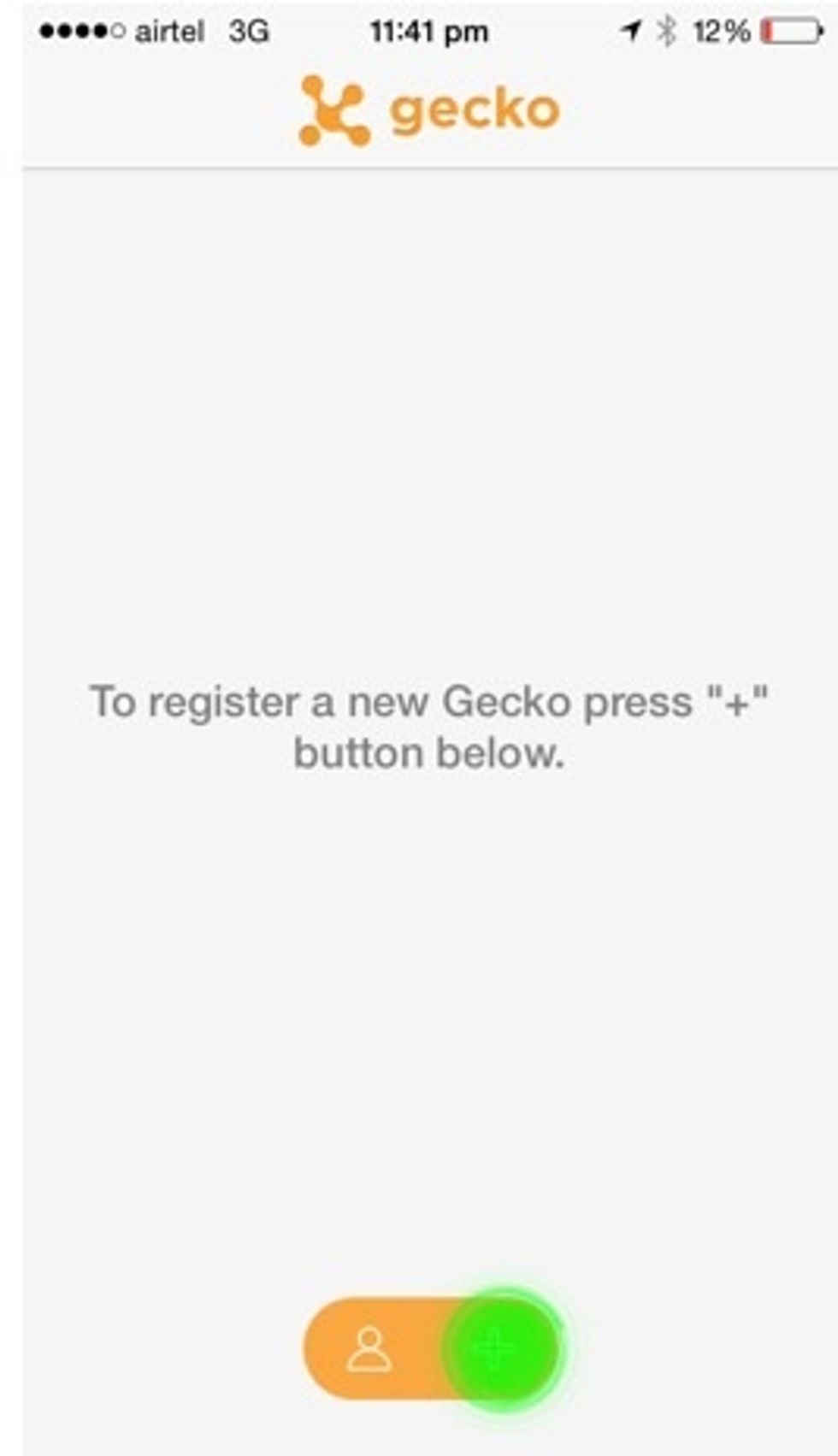 Tap on + sign to add gecko