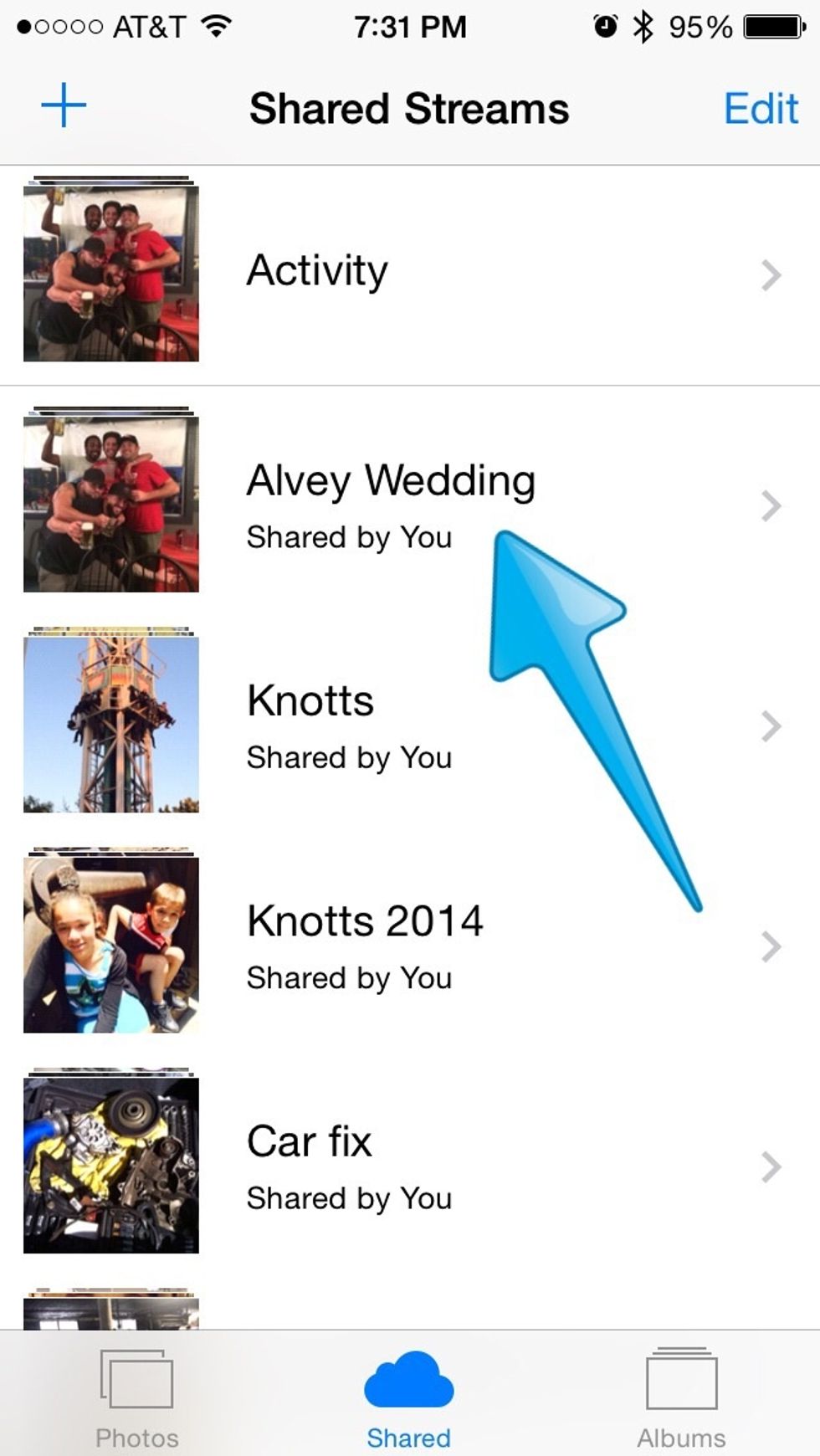 Tap on the album you would like to share with