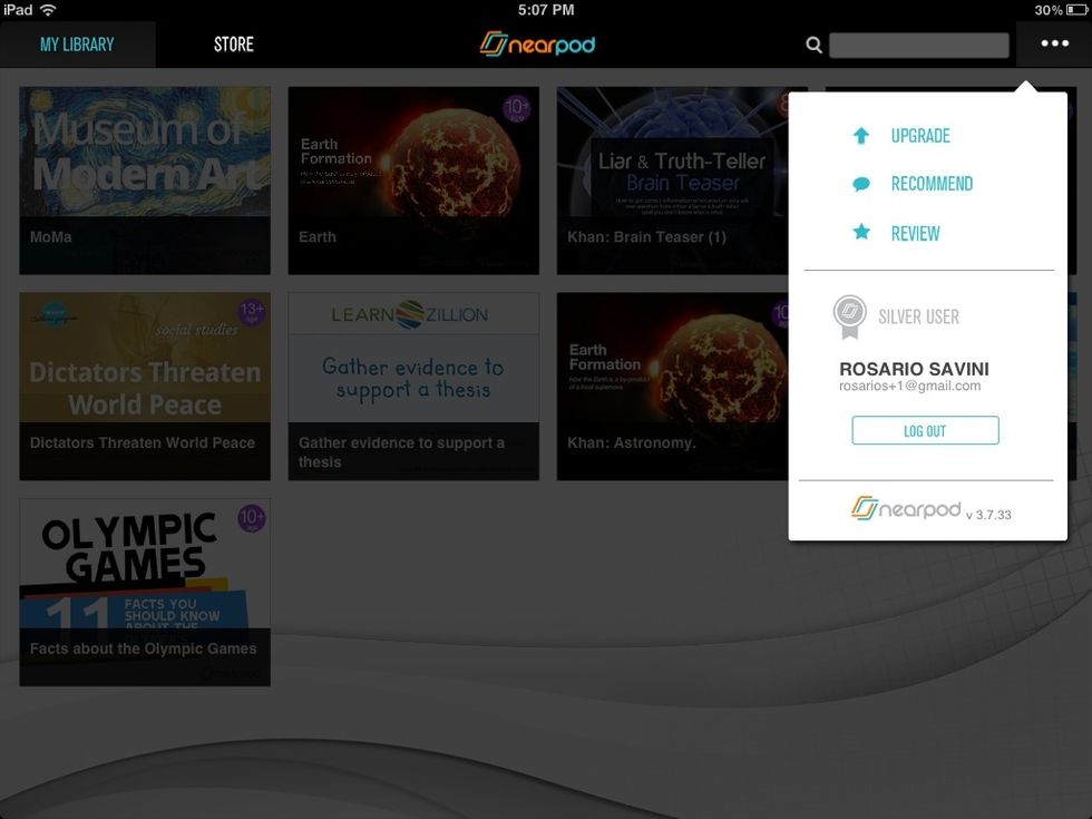 Tap on the "..." button situated in the top right corner of the dashboard and a menu will display. Select the Upgrade option.