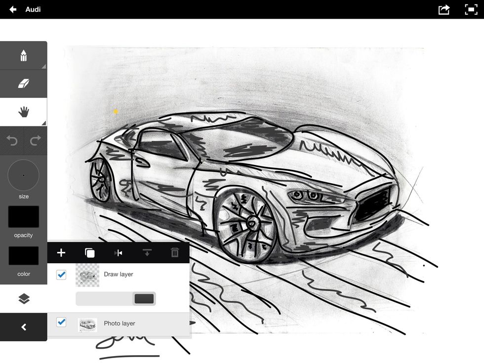 Tap on the icon with the layers and turn off photo layer
