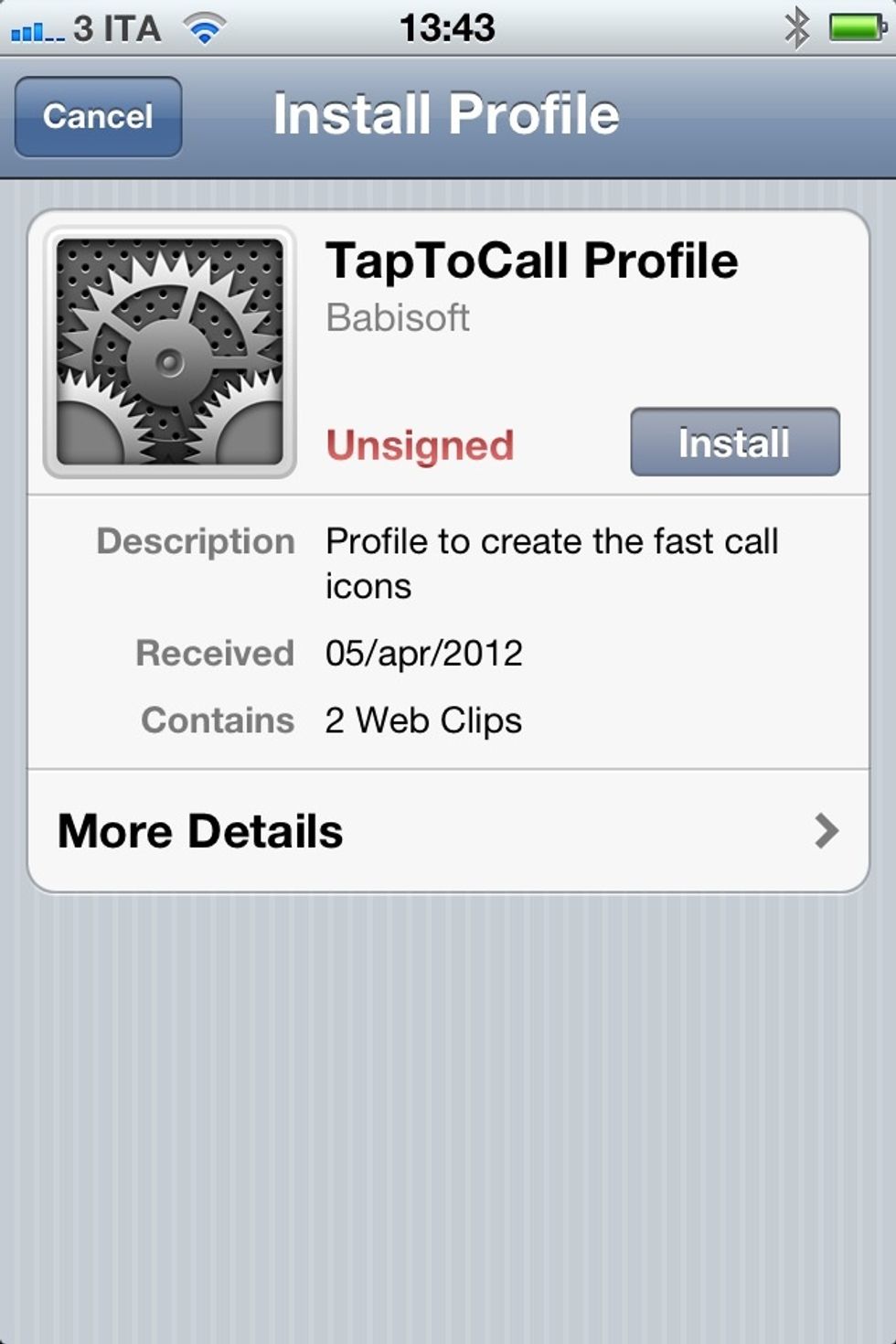 Tap on the 'Install' button