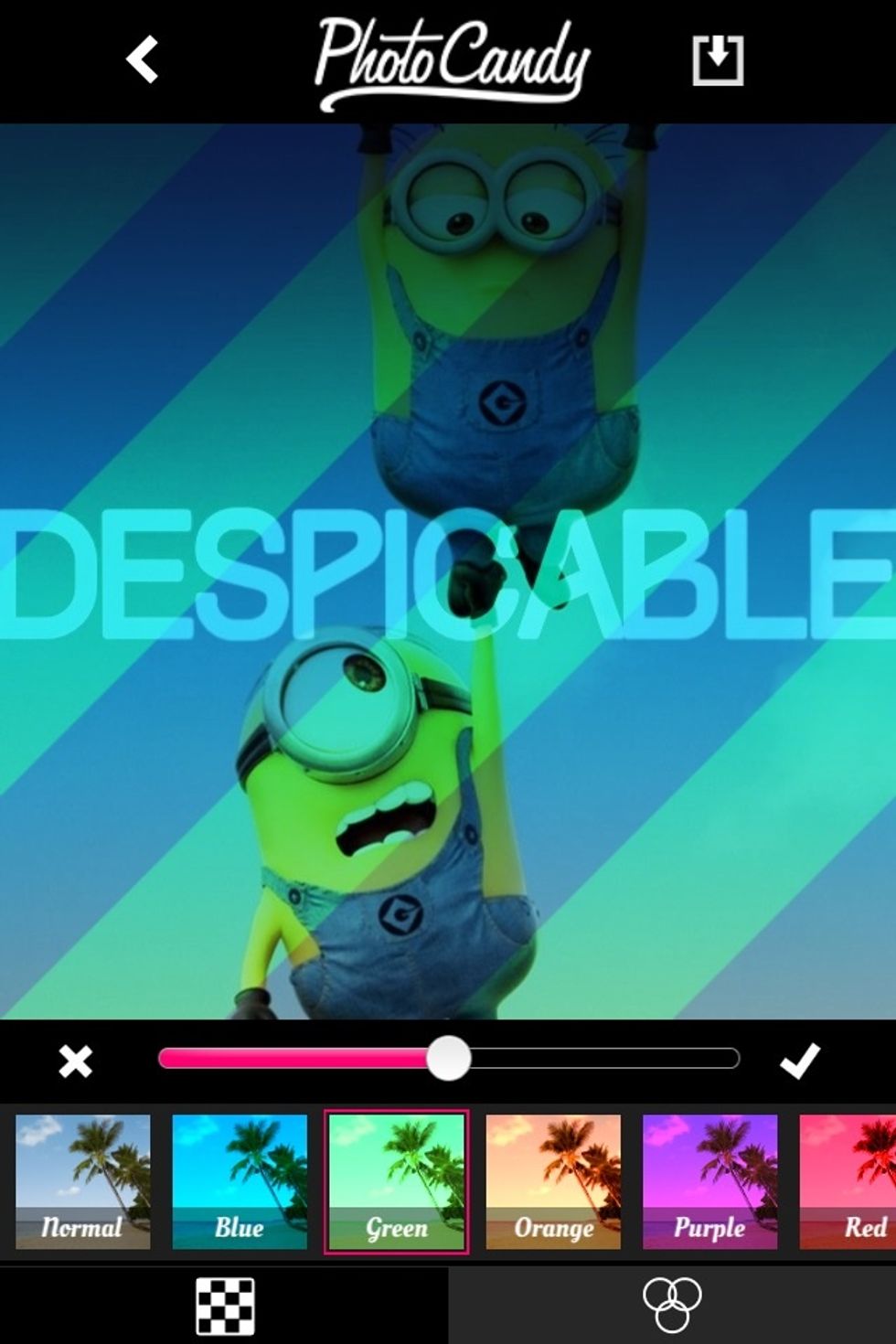 Tap on the three circles to change the design's color.