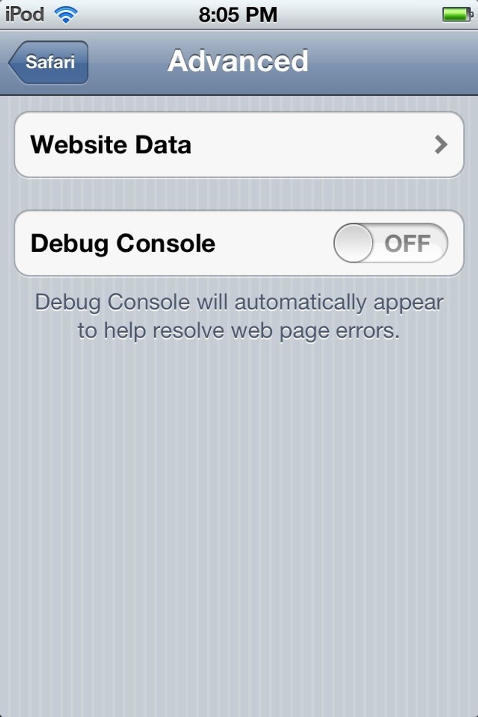 Tap on website data.