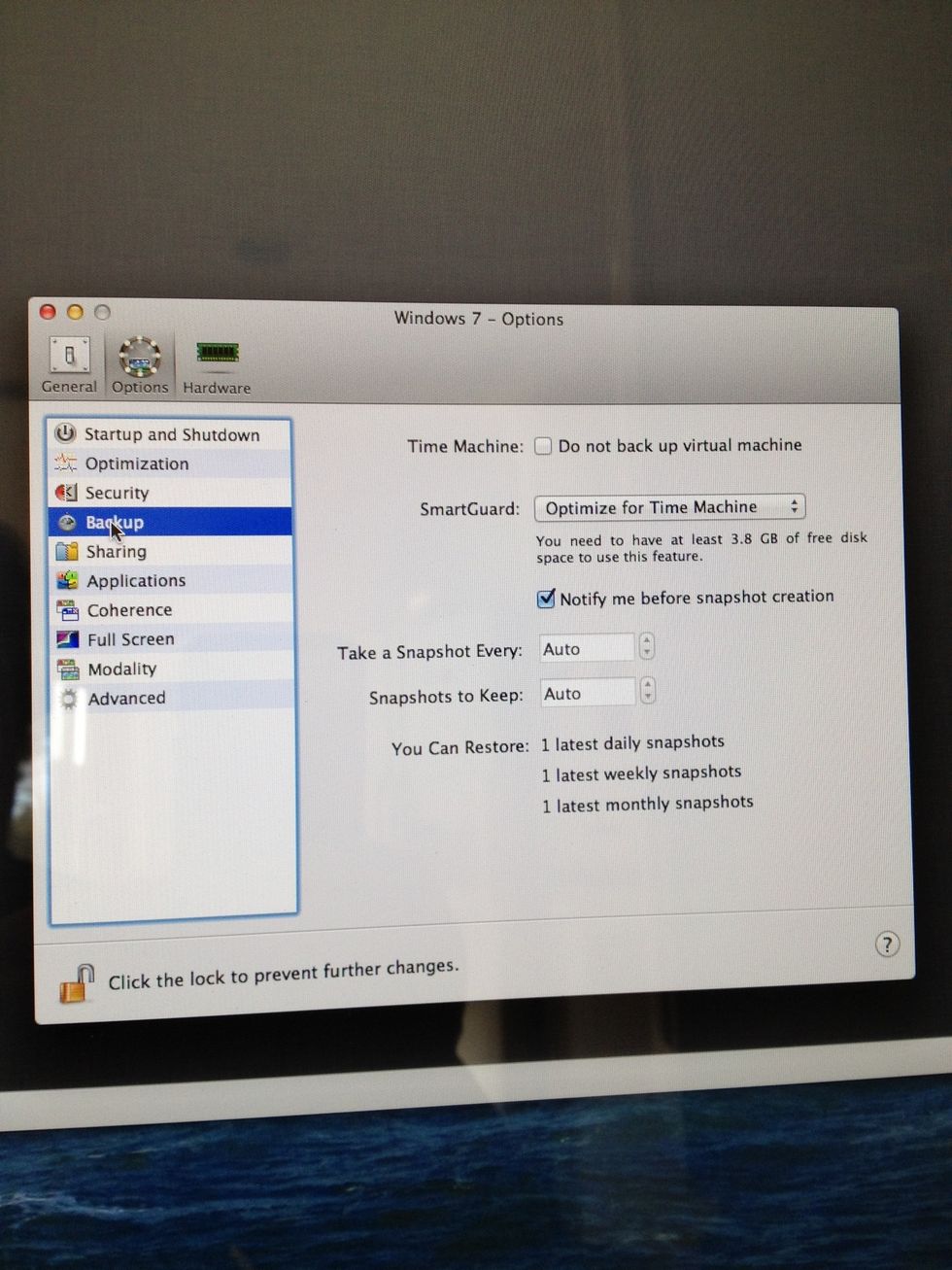 Tap Options at the top, then Tap Backup. Next to SmartGuard select Optimize for Time Machine. It will warn you about snapshot creation.