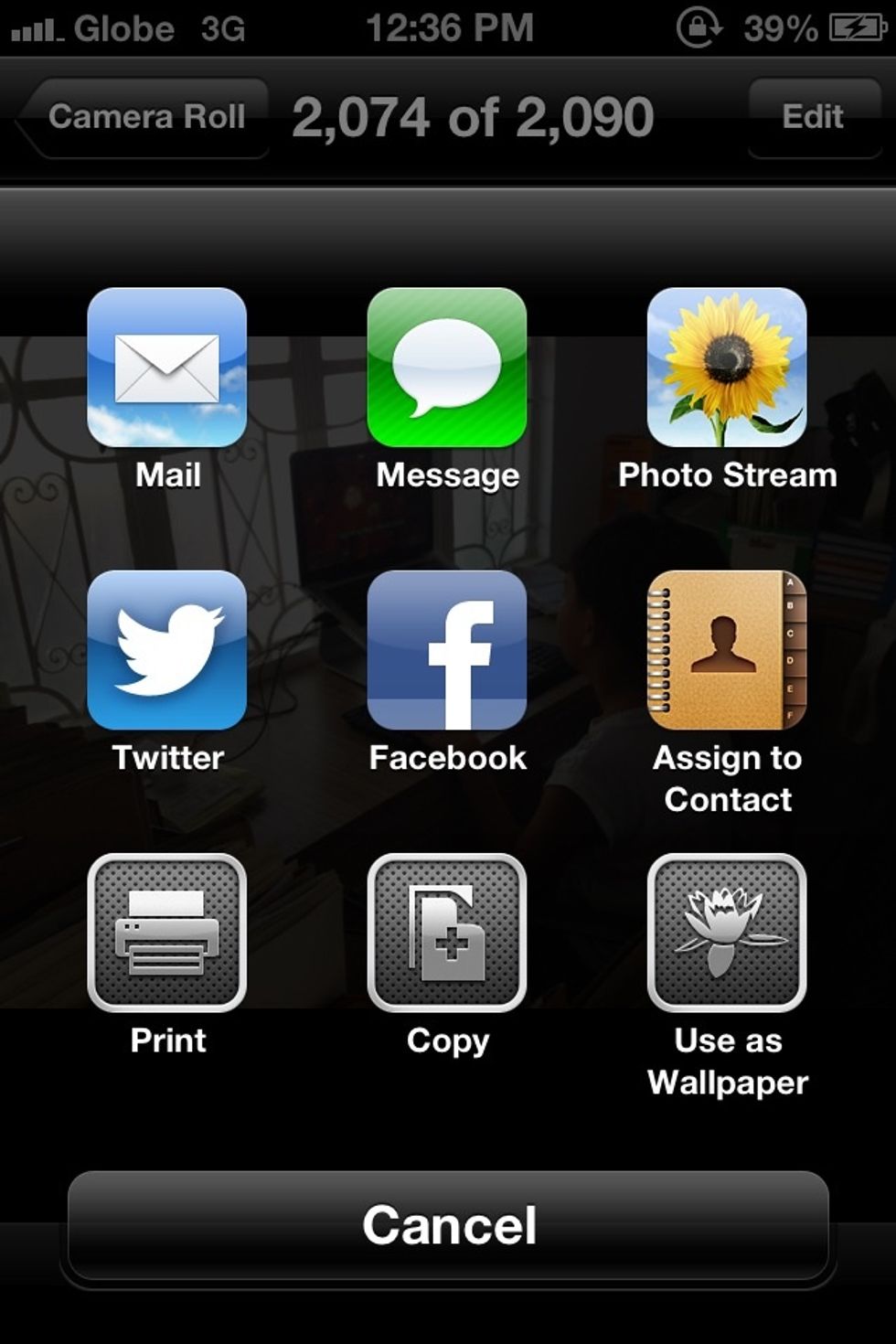 Tap or click the option you want then put some status then send.