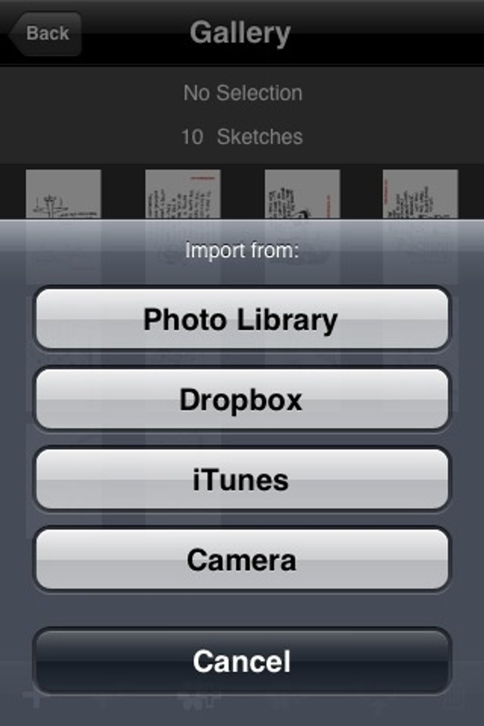 Tap "Photo Library". Navigate to your cartoon and select it.