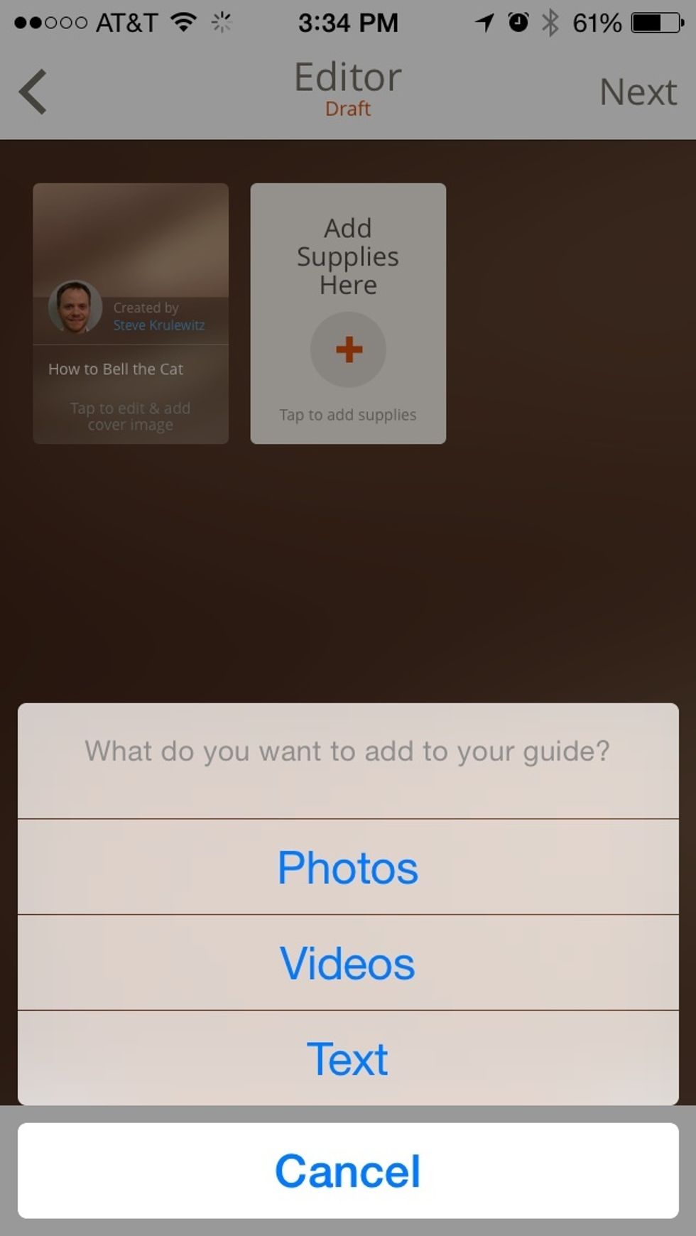 Tap 'Photos' or 'Videos'.