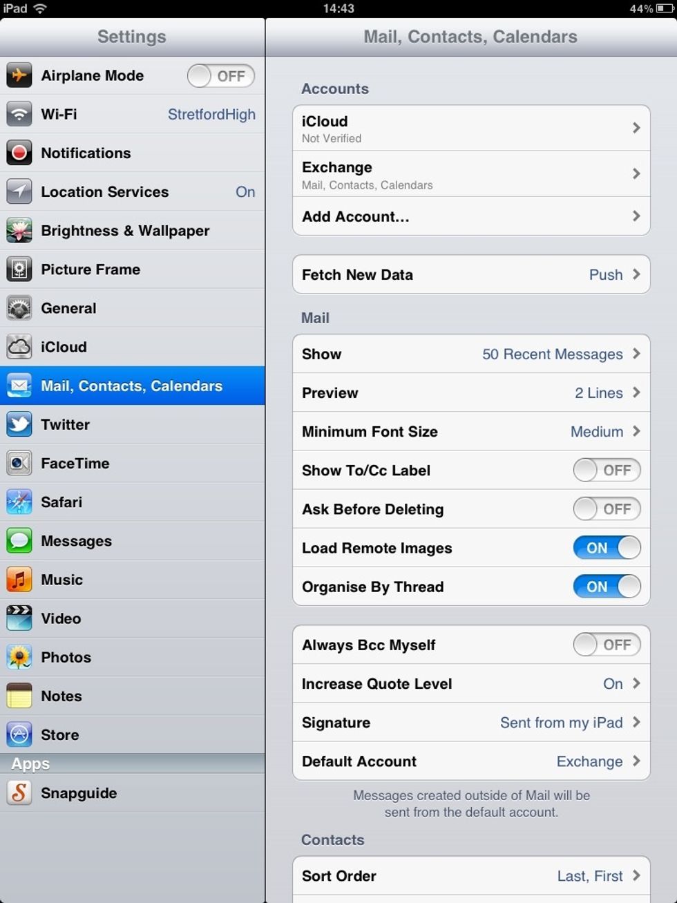 Tap Settings on the Home Screen, then select Mail, Contacts, Calendars on the left hand side, then Add Account near the top right of the screen.