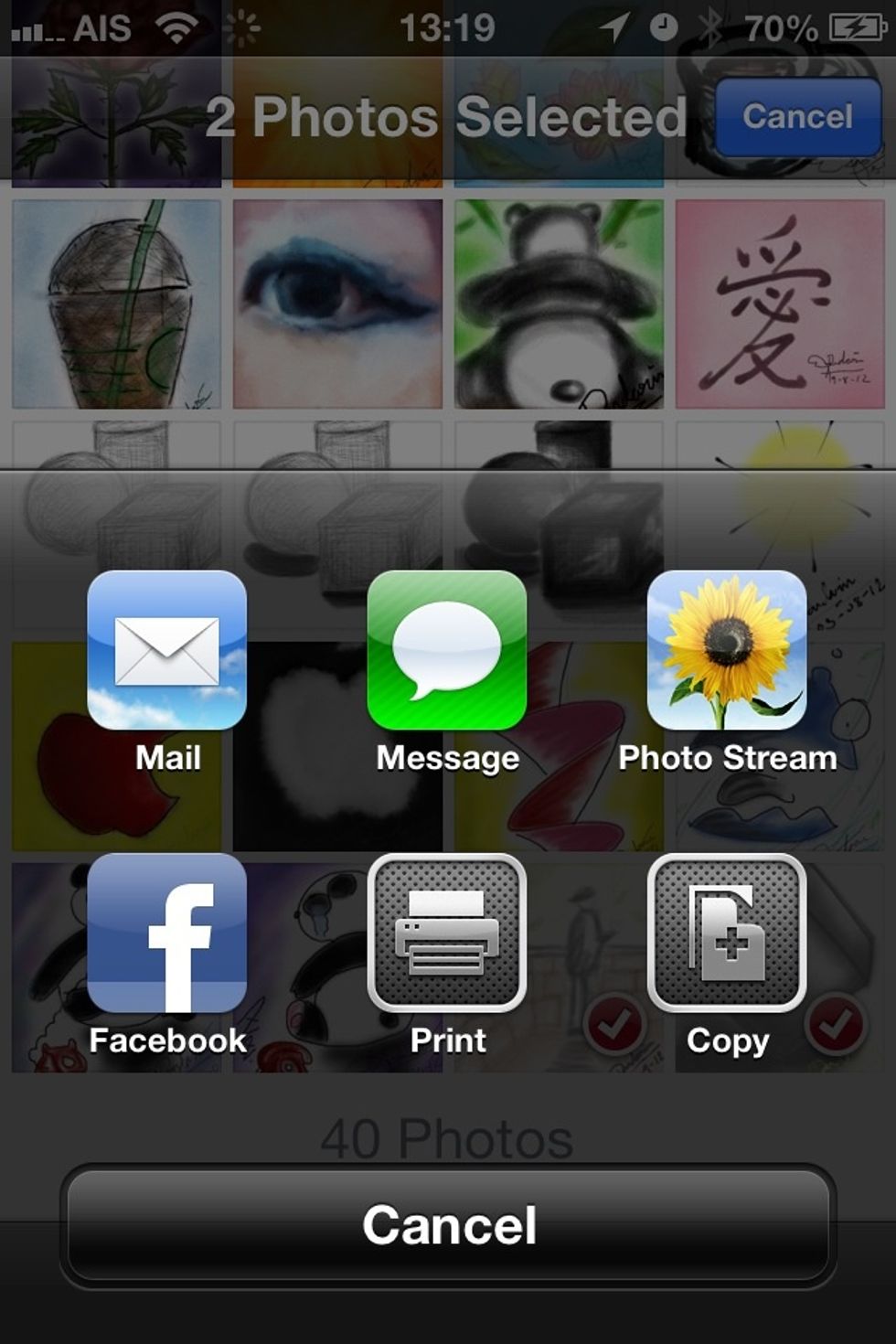 Tap share. Choose Photo Stream.
