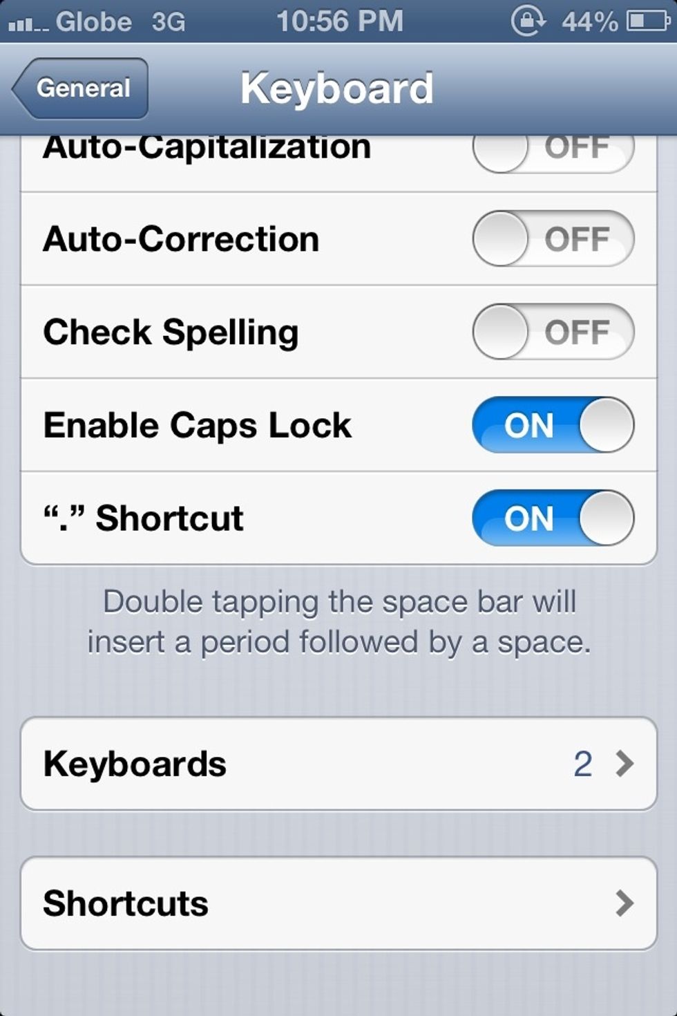 Tap Shorcuts