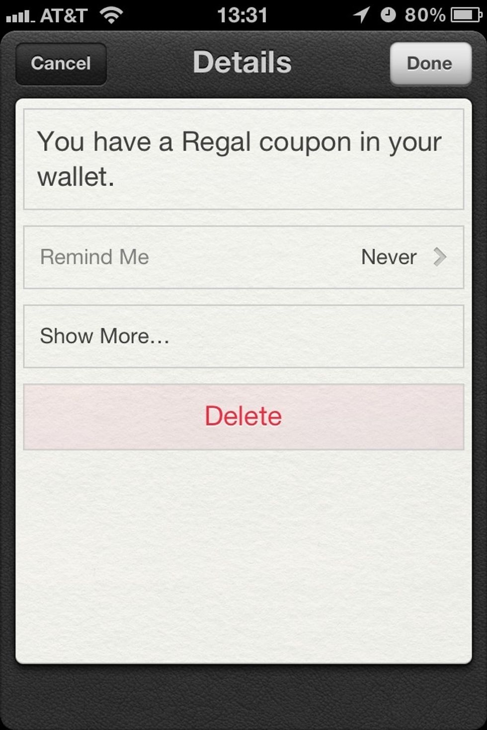 Tap "Show More" to use location as an input for your reminder.