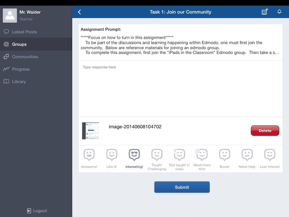 Tap "Submit"