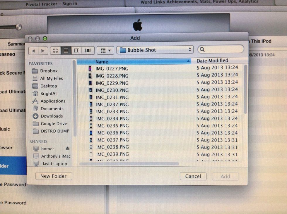 Tap the 'Add' button and select files from your computer to import to your iOS device. You can select multiple pictures by holding ctrl (PC) or shift (Mac).