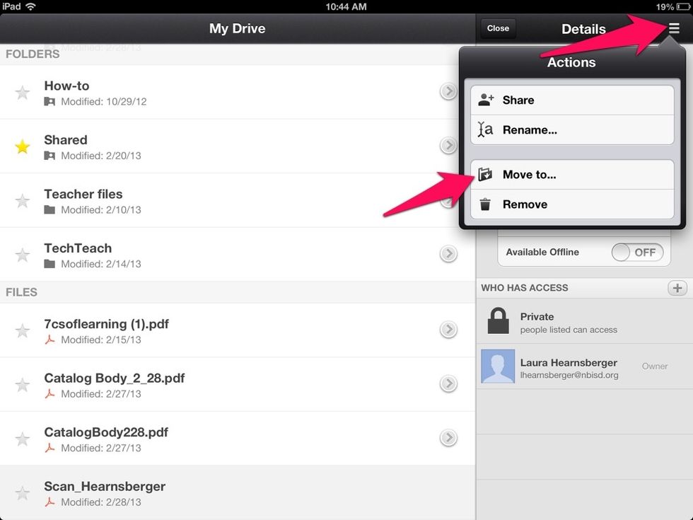 Tap the Adidas-ish symbol. Select "Move to..."