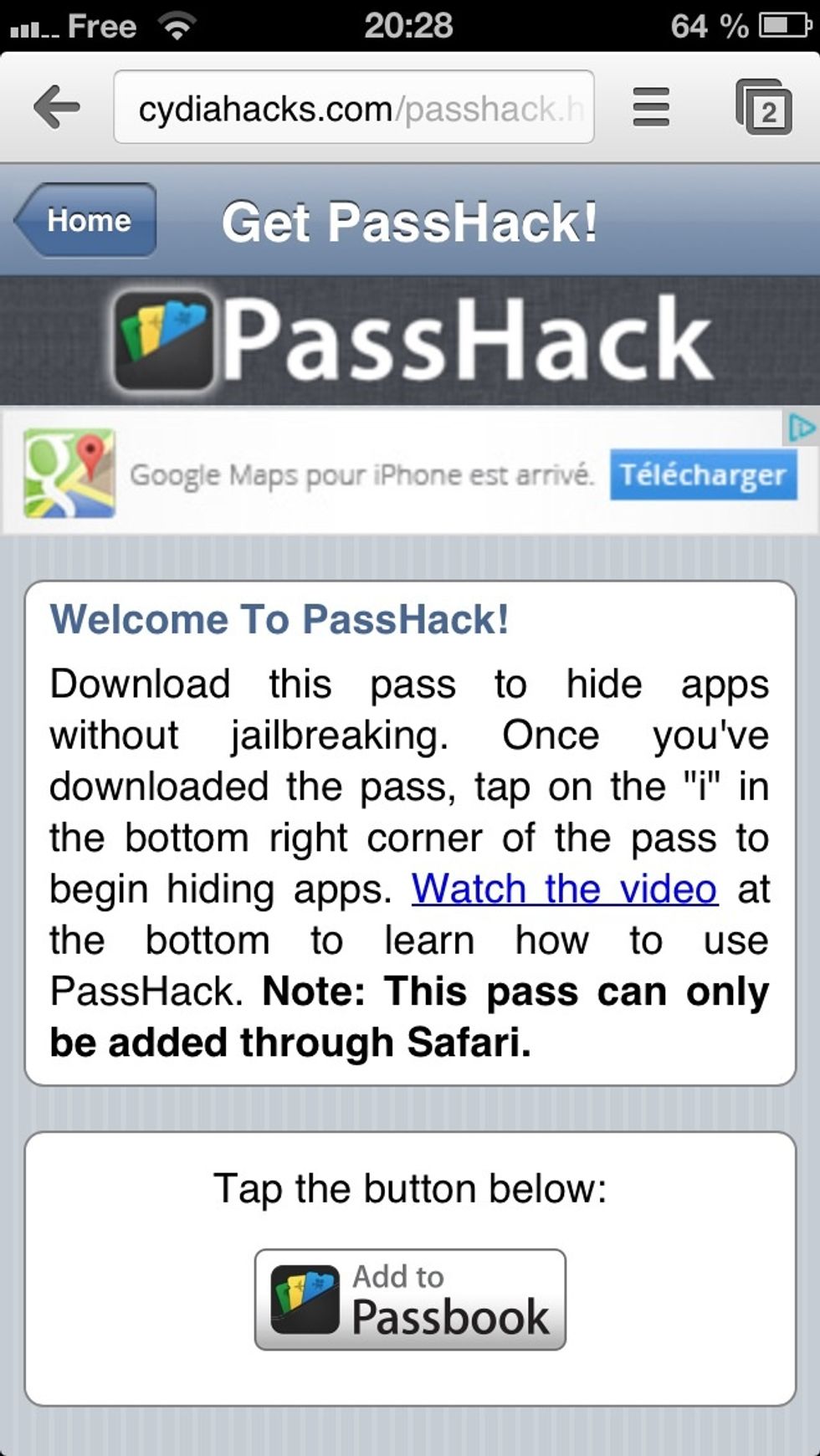 Tap the button above: \ud83d\ude04 (Add to Passbook)