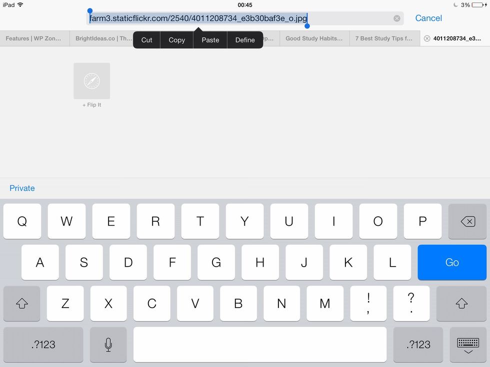 Tap the image URL and click "copy"... You will paste this in a moment...