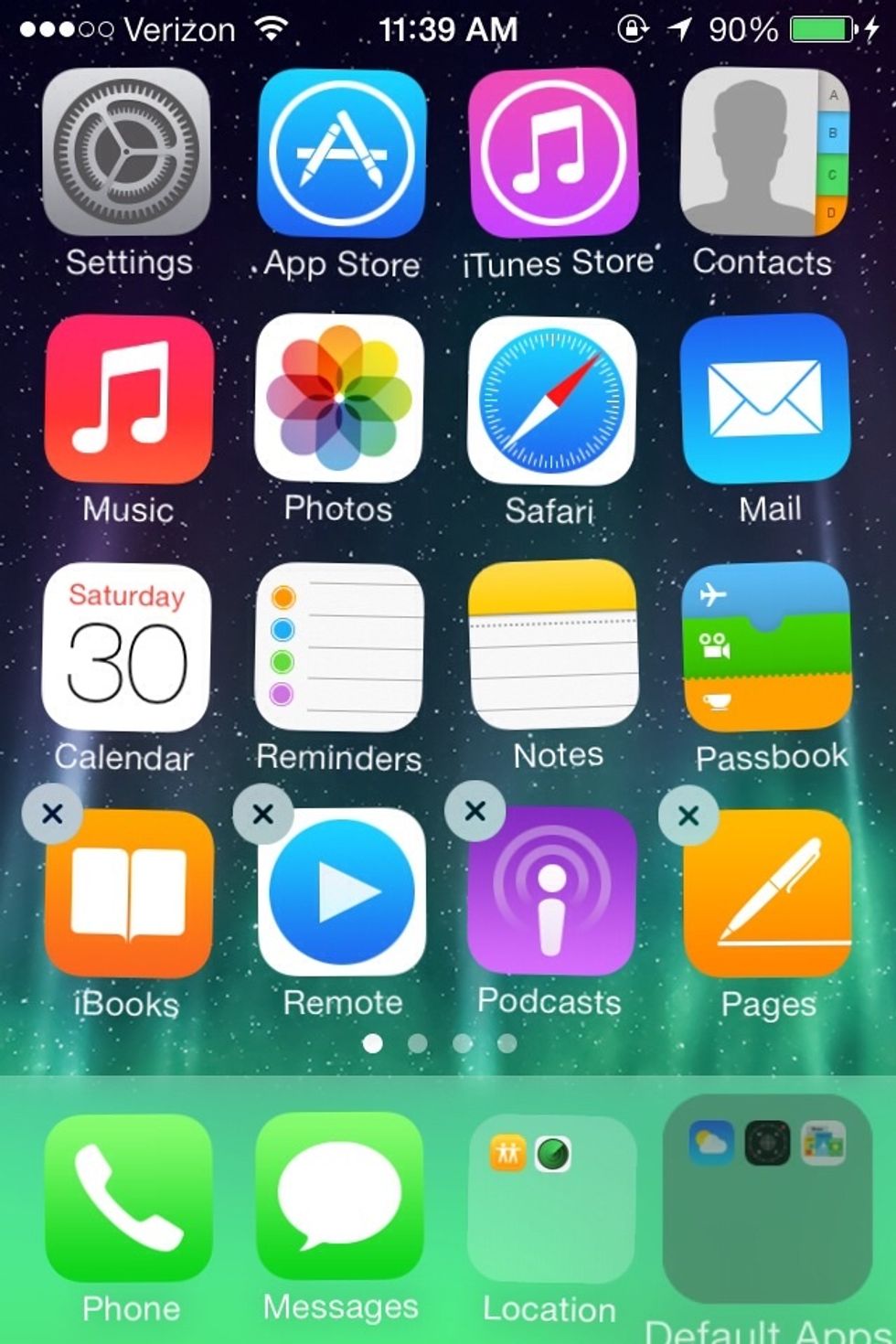 Tap the other (Location) folder to open it and to put the folder being hidden (Default Apps) into it.