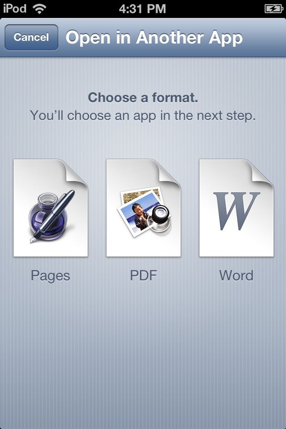 Tap the PDF format.
