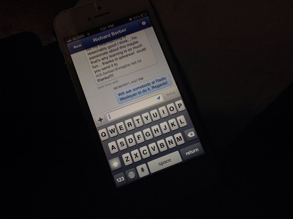 Tap the plus sign at the left of the text input window.