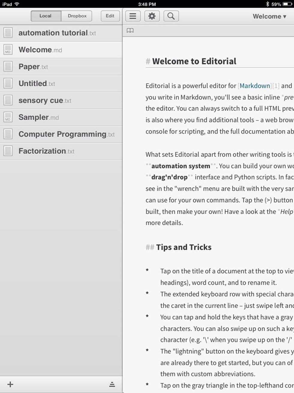 Tap the plus to create a new file.