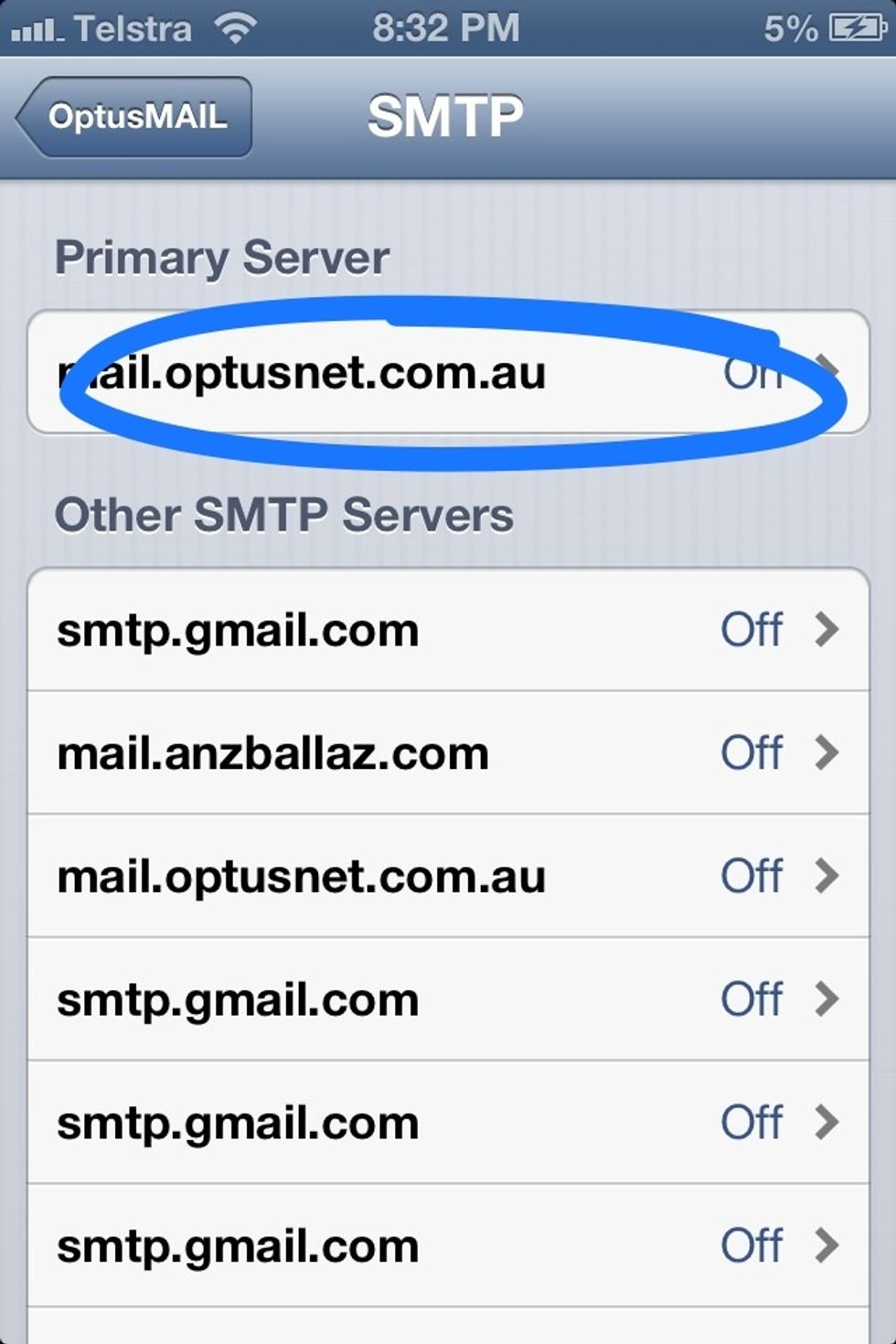 Tap the primary server
