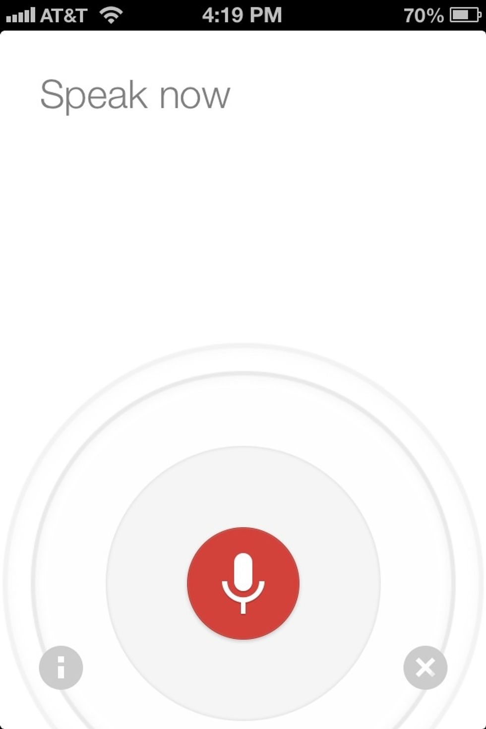 Tap the red button and speak your search. Keep in mind this is not a chatbot like Siri. It's simply a method of searching with your voice rather than typing.