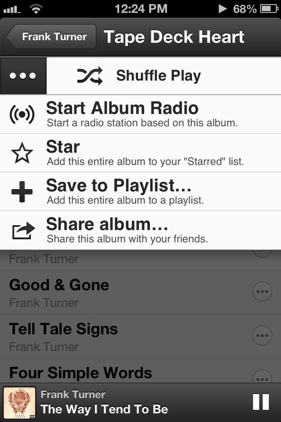 Tap the "Save to Playlist..." option.