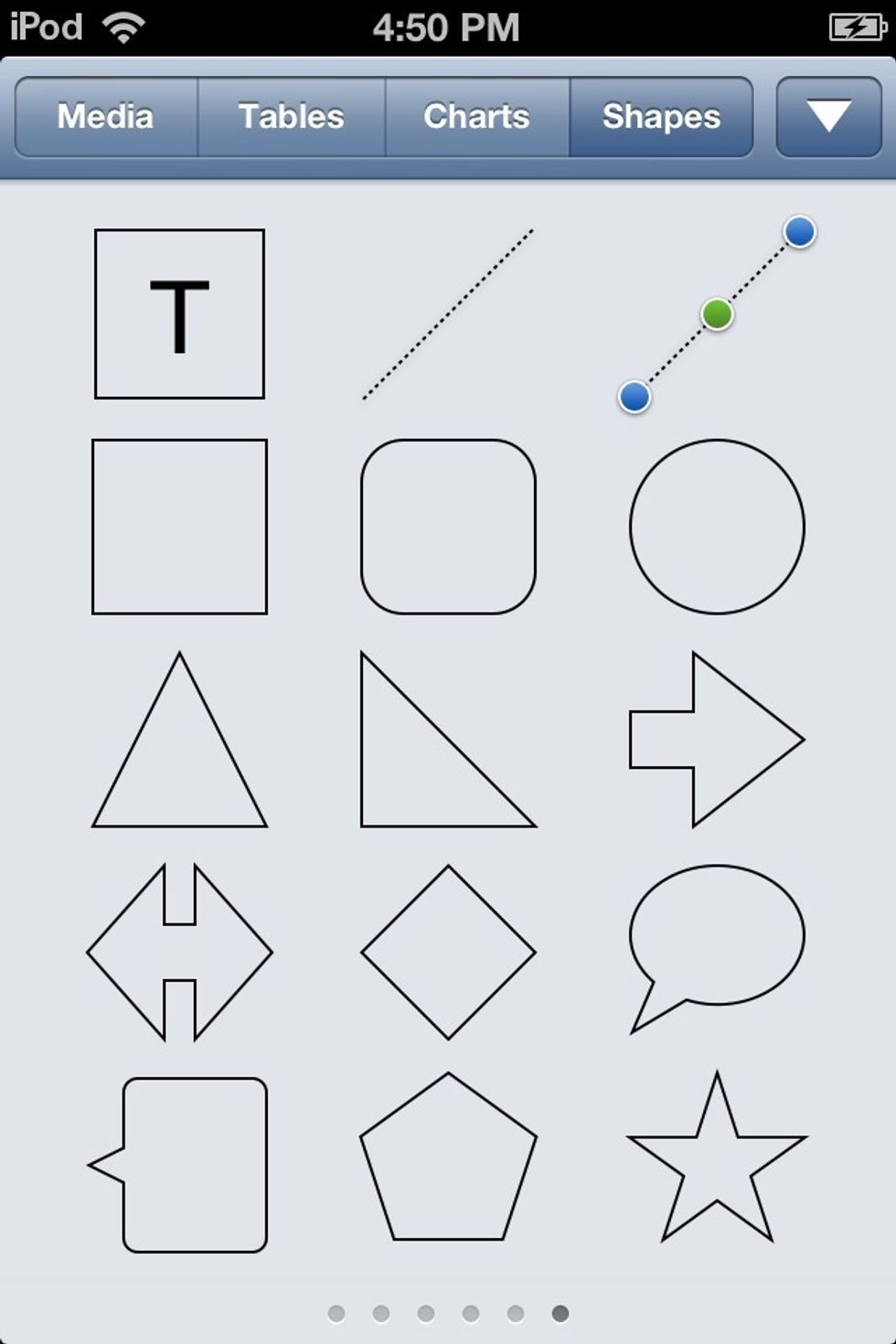 Tap the SHAPES tab and choose the TEXT shape (the square with the "T" in it.)