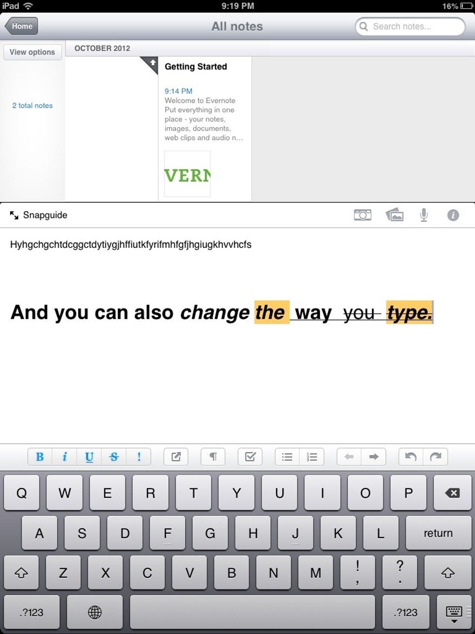 Tap the text that says "tap to edit body text" and start your note.