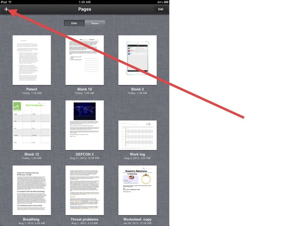 Tap the WHITE PLUS to create a new page.