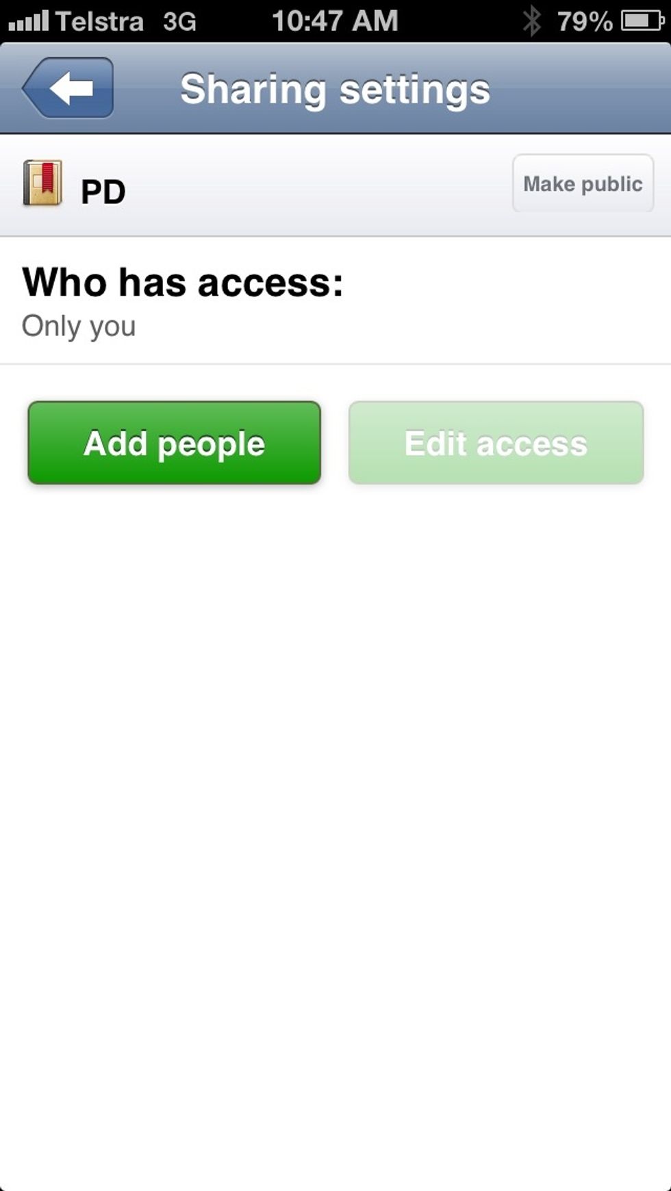 Tap to "Make Public" or "Add People" to share.
