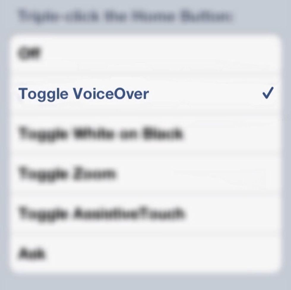 Tap Toggle VoiceOver.