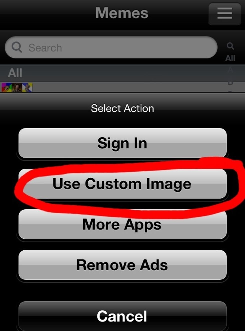 Tap use custom image.