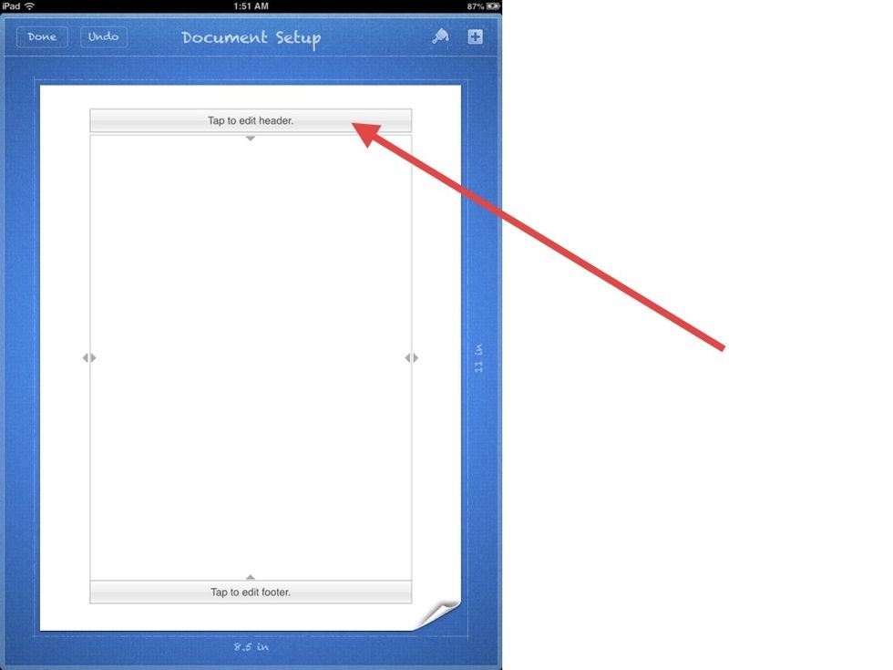 Tap where it says TAP TO EDIT HEADER