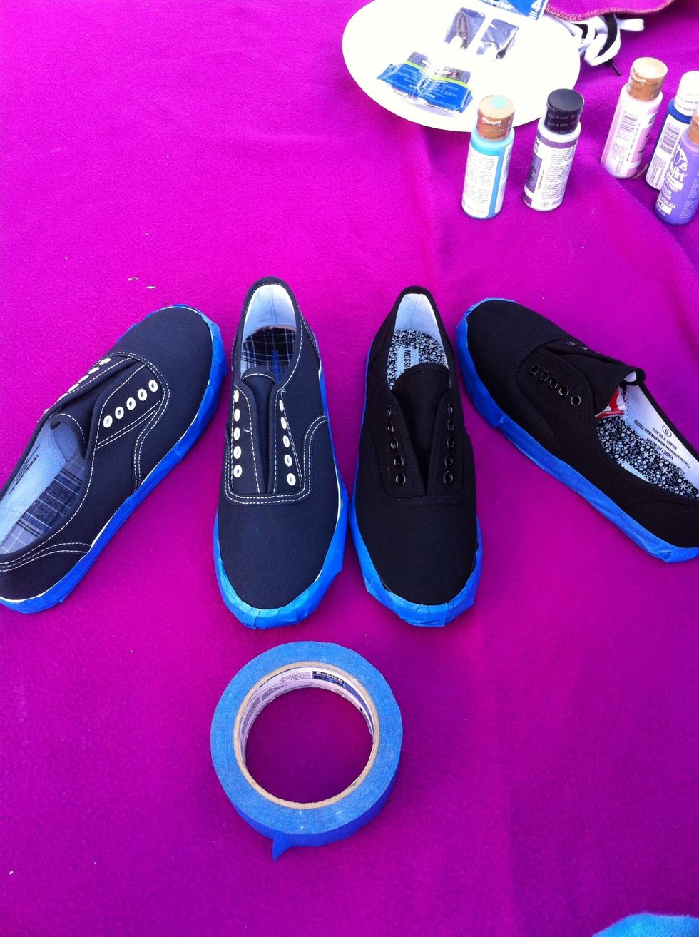 Tape around the white part of the shoe so you don't mess them up (this is optional)