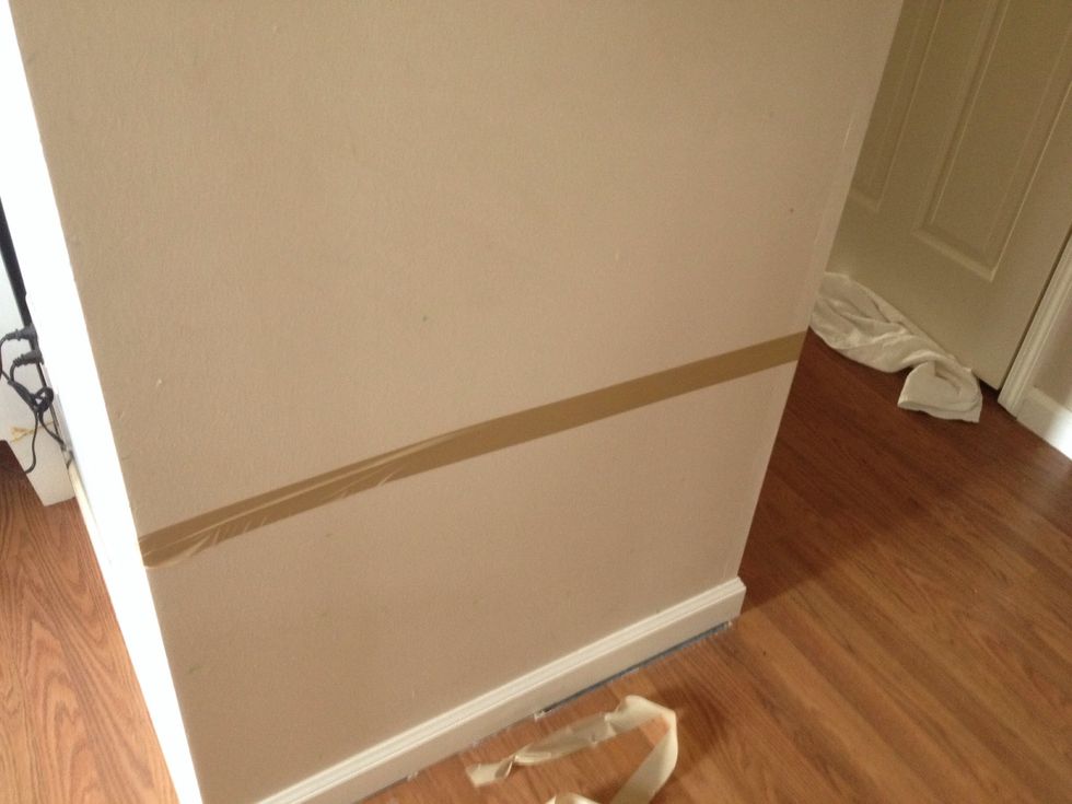 Tape off the are you want to paint. You can do a whole wall. I plan on framing it so I just did a portion.