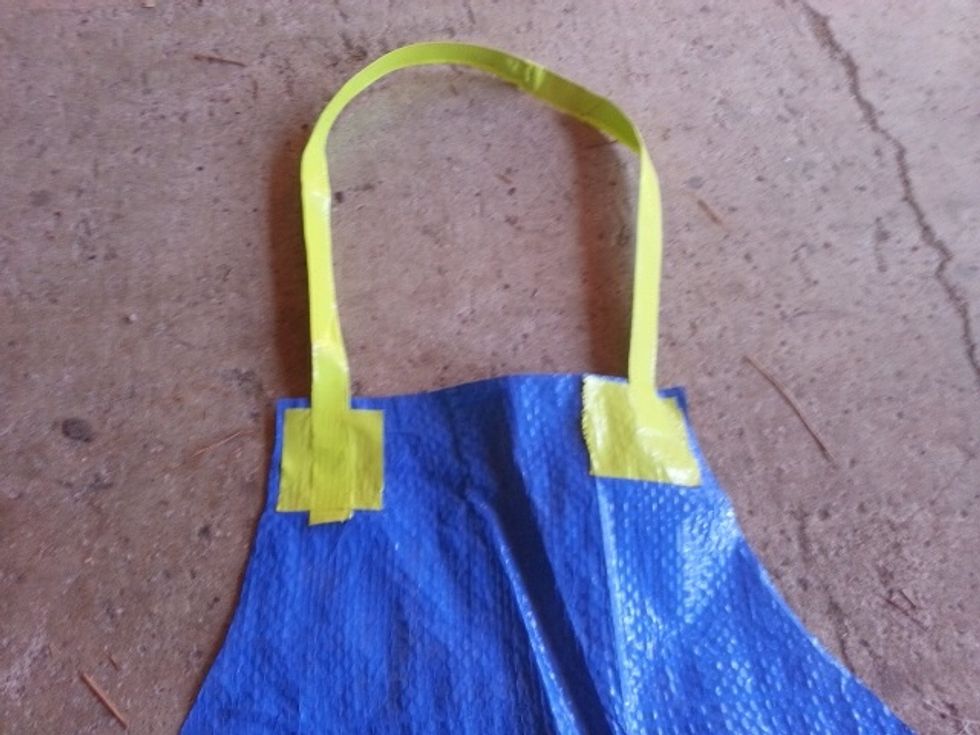 Tape one side to back of apron, measure and tape other side to length