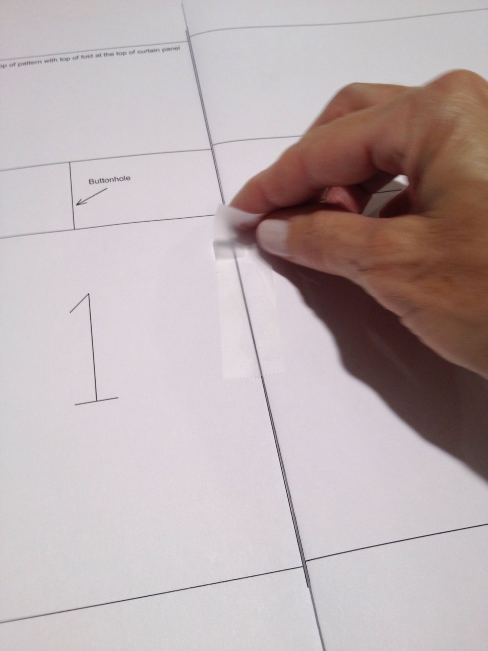 Tape the pages together in consecutive order along the vertical lines to form the pattern template.